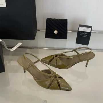 Xajzpa Sandals Ladies Shoes Summer Large Size Women's Heels Buckle All-Match Suit Female Beige New Fashion Big Pointed Girls Close
